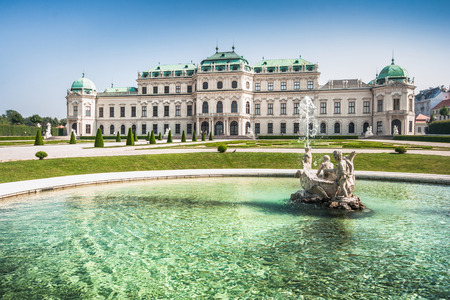 Beautiful view of famous Schloss Belvedere, built by Johann Lukas von Hildebrandt as a summer residence for Prince Eugene of Savoy, in Vienna, Austriaのeditorial素材