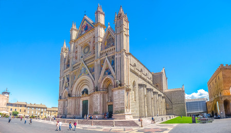 Panoramic view of Cathedral of Orvieto Duomo di Orvieto, Umbria, Italyの写真素材