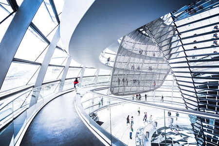 BERLIN - JULY 19: Interior view of famous Reichstag Dome on July 19, 2015 in Berlin, Germany. Constructed to symbolize the reunification of Germany it's now one of Berlin's most important landmarks.のeditorial素材