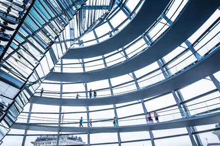 BERLIN - JULY 19: Interior view of famous Reichstag Dome on July 19, 2015 in Berlin, Germany. Constructed to symbolize the reunification of Germany it's now one of Berlin's most important landmarks.のeditorial素材