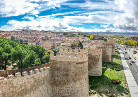 Beautiful view of the historic walls of Avila, Castilla y Leon, Spainのeditorial素材
