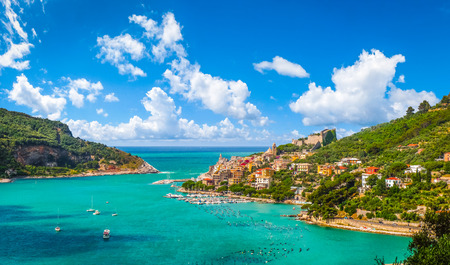 Beautiful fisherman town of Portovenere near Cinque Terre, Liguria, Italyの写真素材
