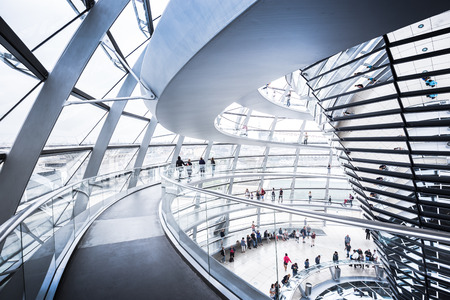 BERLIN - JULY 19: Interior view of famous Reichstag Dome on July 19, 2015 in Berlin, Germany. Constructed to symbolize the reunification of Germany it's now one of Berlin's most important landmarks.のeditorial素材
