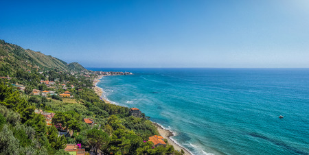 Panoramic view of beautiful coastal landscape at the Cilentan Coast, province of Salerno, Campania, southern Italyの写真素材