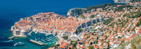 Panoramic aerial view of the historic town of Dubrovnik, one of the most famous tourist destinations in the Mediterranean Seaの写真素材
