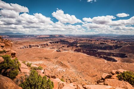 Beautiful American West scenery in Canyonlands National Park, Island In The Sky, Utah, USAの写真素材
