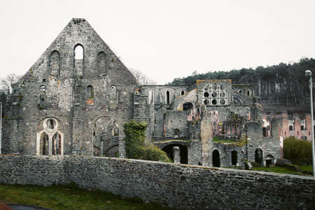 Beautiful view of famous Abbaye de Villers, a Cistercian monastery founded in 1146, Walloon Brabant region, Belgiumのeditorial素材