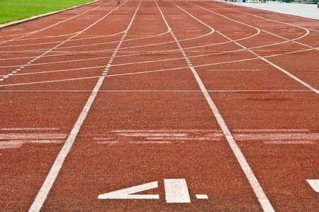 Running track number in front of tracksの写真素材