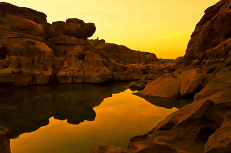 Sam pan bok,Stone in the shape of the natural beauty of the Mekong River in Thailand in Ubonratchathaniの写真素材
