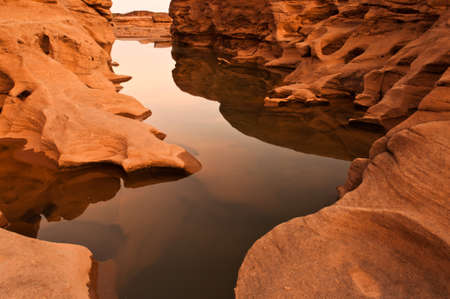 Sam pan bok,Stone in the shape of the natural beauty of the Mekong River in Thailand in Ubonratchathaniの写真素材