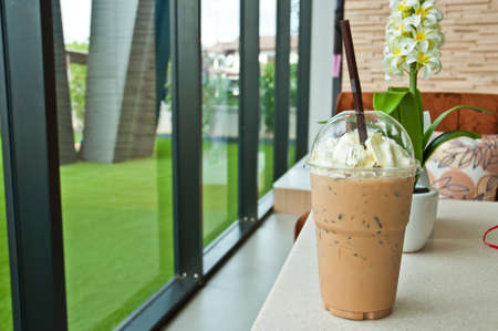 iced coffee in cafeの写真素材