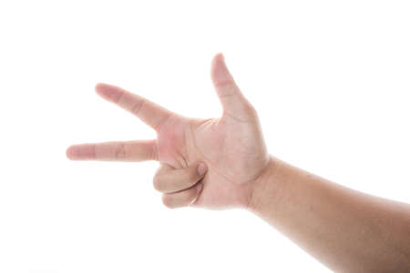 hand on the white backgroundの写真素材