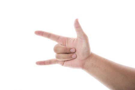 hand on the white backgroundの写真素材
