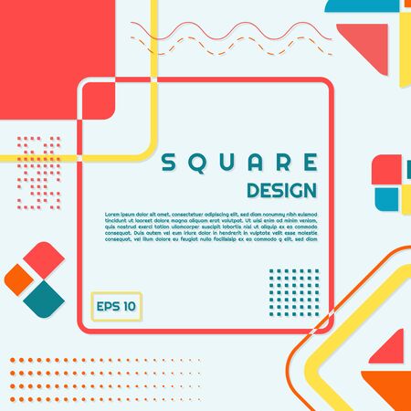 Square design modern shape style halftone colorful round memphis with space for your text. vector illustrationのイラスト素材