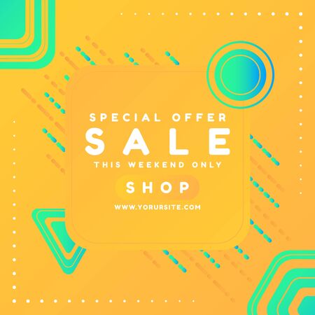 Special offer sale banner geometric shape design halftone style color bright. vector illustration.のイラスト素材