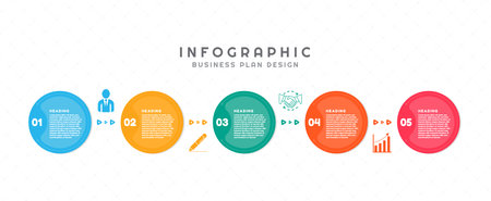 Infographic modern design circle shape art style with icon for business planning. vector illustration.のイラスト素材