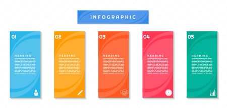Infographic work step to success for business plan geometric square shape and colorful design. vector illustration.のイラスト素材