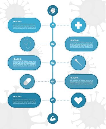 Infographic timeline medical design step to healthy coronavirus concept. vector illustration.のイラスト素材