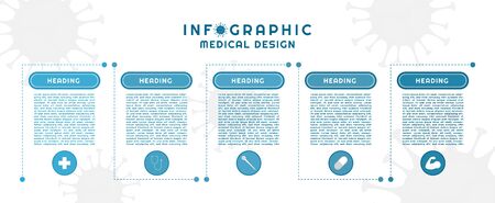 Infographic dashed line minimal design for medical coronavirus concept. vector illustration.のイラスト素材