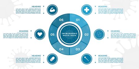 Infographic circle shape design with icon for medical number step to healthy. vector illustration.のイラスト素材