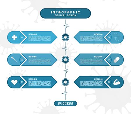 Infographic coronavirus design timeline style step to healthy for medical. vector illustration.のイラスト素材