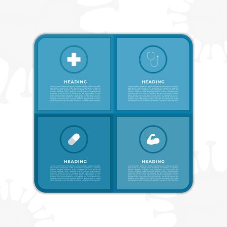 Infographic modern square design step by step medical style coronavirus concept. vector illustration.のイラスト素材