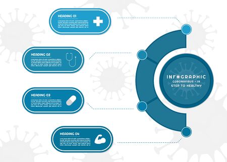 Infographic circle and capsule shape for medical design coronavirus-19. vector illustration.のイラスト素材