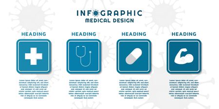 Infographic medical design icon in square label with space for text covid-19 concept. vector illustration.のイラスト素材