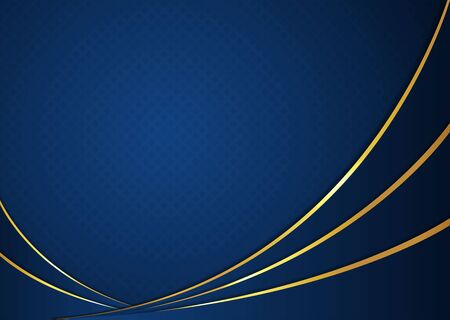 Abstract dark blue color background curve shape and gold metallic color design with space. vector illustration.のイラスト素材