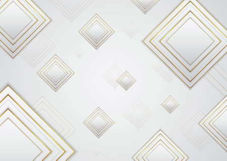 Luxury white background abstract gold style square frame with space for content. vector illustration.のイラスト素材