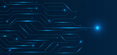 Technology circuit board design modern line blue shine light glow background. vector illustration.