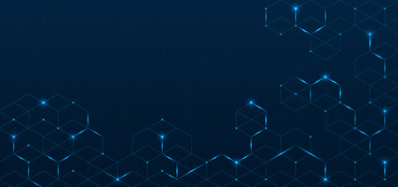 Technology line pattern hexagon shape design with space for content. vector illustration.