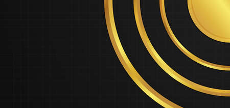 Circle overlap shape luxury gold design line pattern background. vector illustration.のイラスト素材