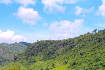 Landscape under blue sky and white clouds in Thailandの写真素材