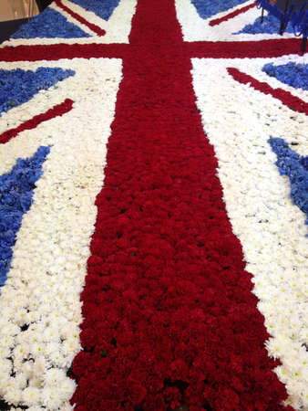 Flowers forming the Union Jack flagの素材