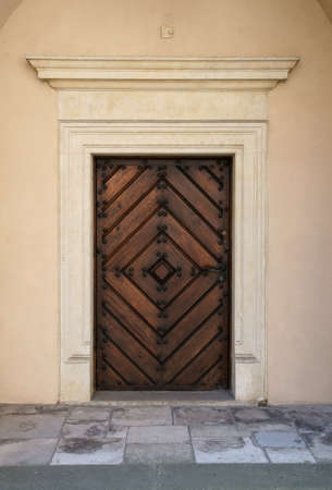 external wooden entrance doors to housesの写真素材