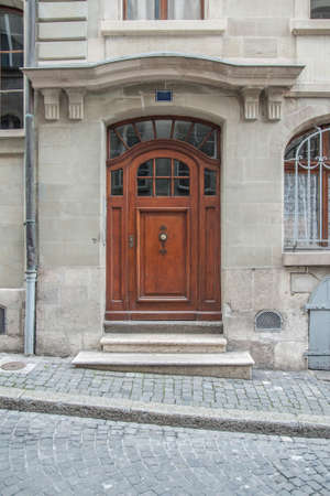 external wooden entrance doors to housesの写真素材