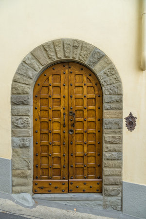 external wooden entrance doors to housesの写真素材