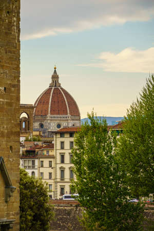 Florence old town in Italy overlooking the Duomo domeの写真素材