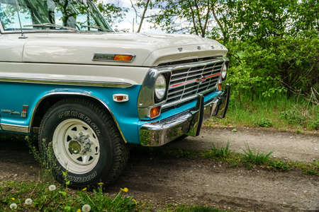 In Poland, in the city of PoznaÅ, there is the American Classic Center, company renovating old American cars. This Ford is one of their projects. Antique American car, truck, Ford F100のeditorial素材