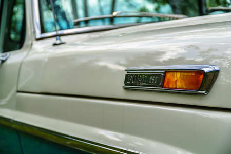 In Poland, in the city of PoznaÅ, there is the American Classic Center, company renovating old American cars. This Ford is one of their projects. Antique American car, truck, Ford F100のeditorial素材