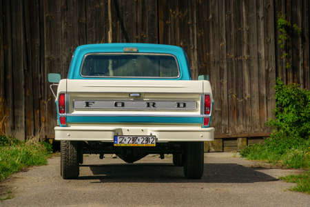 In Poland, in the city of PoznaÅ, there is the American Classic Center, company renovating old American cars. This Ford is one of their projects. Antique American car, truck, Ford F100のeditorial素材