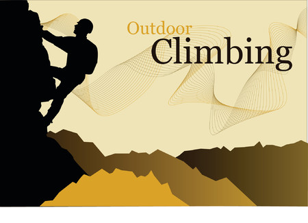 Outdoor climbing - vector silhouette of a climberのイラスト素材