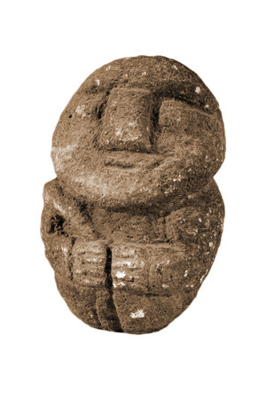 Tribal stone statue isolated on whiteの写真素材