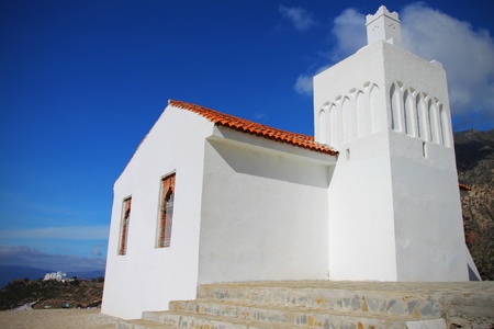 Small white muslim mosque in northern Morocco の写真素材