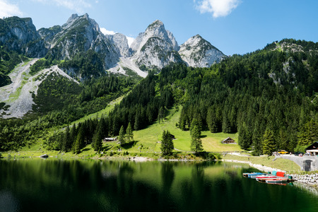 Mountain lake Gosausee in the Austrian Alpsの写真素材
