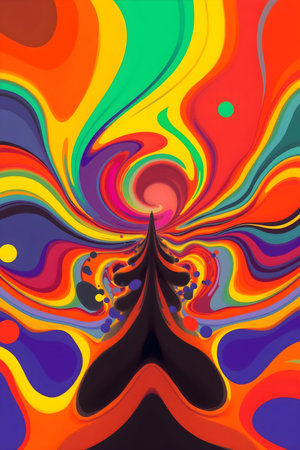 abstract background with colorful swirls and curves in a psychedelic styleの素材