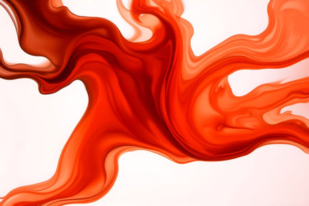 abstract red liquid flow on white background. 3d render illustrationの素材
