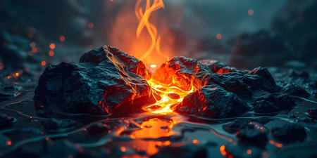Burning lava in the dark. Burning lava in the dark.の素材