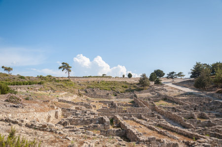 Remains of Ancient Town of Kamiros, Hellenistic City mentioned by Homer, Greek Island of Rhodes....